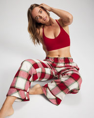 Velvet Piped Relaxed Pajama Pant - WINTER PLAID RED | Soma on sale