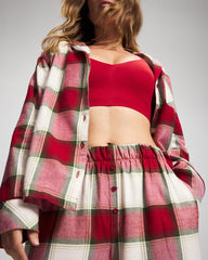 Velvet Piped Relaxed Pajama Pant - WINTER PLAID RED | Soma on sale