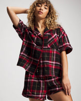 Short Sleeve Notch Collar Pajama Top - MAD FOR PLAID BLACK | Soma near me