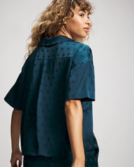 Jacquard Dot Relaxed Notch Collar Pajama Top - DRAMA DOTS DARK HARBOUR | Soma for sale