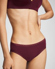 Cotton Hipster Panty with Lace Trim - VELVET PLUM | Soma Online