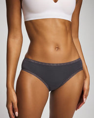 Cotton Hipster Panty with Lace Trim - GRAY INK | Soma outlet