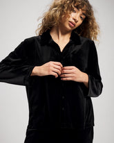 Velvet Long Sleeve Notch Collar Pajama Top - BLACK | Soma sale