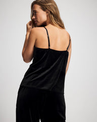 Velvet Lace Trim Pajama Cami - BLACK | Soma Online