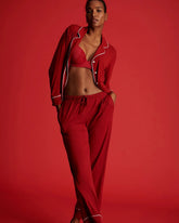 Pajama Pant w/ Cuff and Piping - PAINT THE TOWN RED | Soma Online