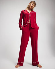 Pajama Pant w/ Cuff and Piping - PAINT THE TOWN RED | Soma Online
