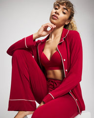 Pajama Pant w/ Cuff and Piping - PAINT THE TOWN RED | Soma Online