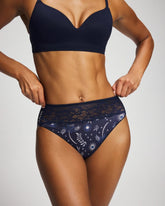 Edge High-Leg Panty with Lace - BOTANICAL TILE NAVY M | Soma on sale