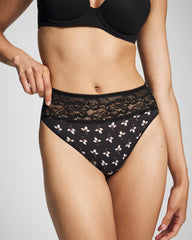 Edge High-Leg Panty with Lace - PEACEFUL PETALS MINI BLK | Soma discount