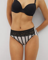 Edge High-Leg Panty with Lace - CABANA STRIPE BLACK | Soma discount