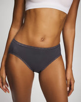 Cotton High-Leg Brief Panty with Lace Trim - GRAY INK | Soma sale