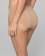 Cotton High-Leg Brief Panty with Lace Trim - WARM AMBER | Soma Online
