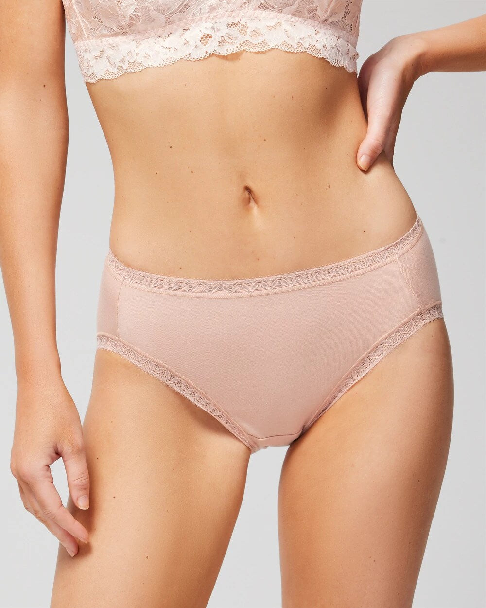 Cotton High-Leg Brief Panty with Lace Trim - HUSH | Soma near me