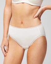 Cotton High-Leg Brief Panty with Lace Trim - IVORY | Soma for sale
