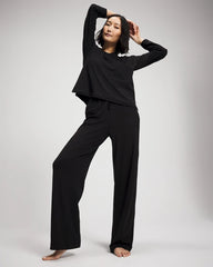 Most Loved Cotton Long Sleeve Pajama Tee - BLACK | Soma Online