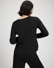 Most Loved Cotton Long Sleeve Pajama Tee - BLACK | Soma Online