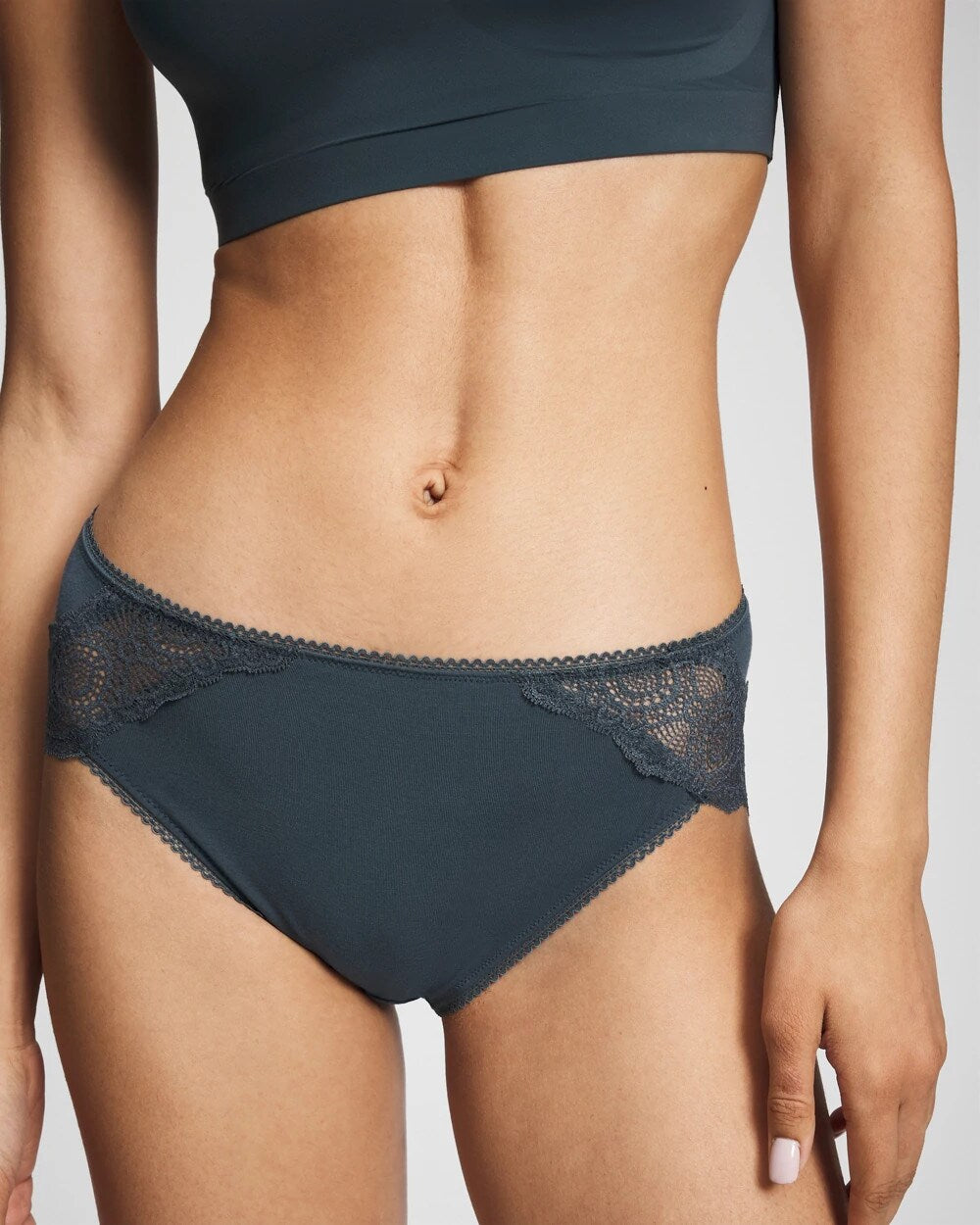 Embraceable High-Leg Panty with Crochet Lace - PETROL | Soma discount
