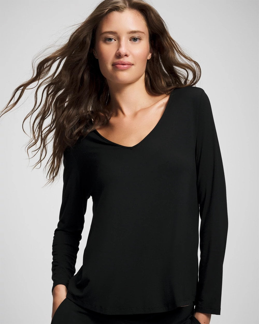 Long-Sleeve Pajama Top - BLACK | Soma sale
