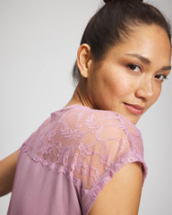 Short Sleeve Lace Pajama Tee - LILAC WINE | Soma Online