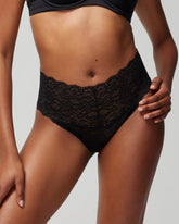 High-Waist Thong Panty with Enchanting Lace - BLACK | Soma sale