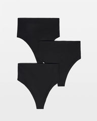 High-Waist Thong Panty 3 Pack - BLACK MULTI PACK | Soma on sale