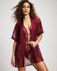 Lace And Silk Robe - RED VELVET | Soma Online