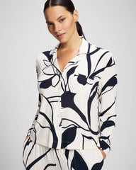 Long-Sleeve Notch Collar Pajama Top - NOUVEAU FLORA CHAMP | Soma Online