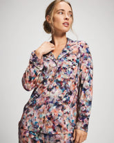 Long-Sleeve Notch Collar Pajama Top - PETAL MOSAIC PETROL | Soma on sale