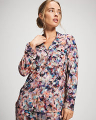 Long-Sleeve Notch Collar Pajama Top - PETAL MOSAIC PETROL | Soma on sale