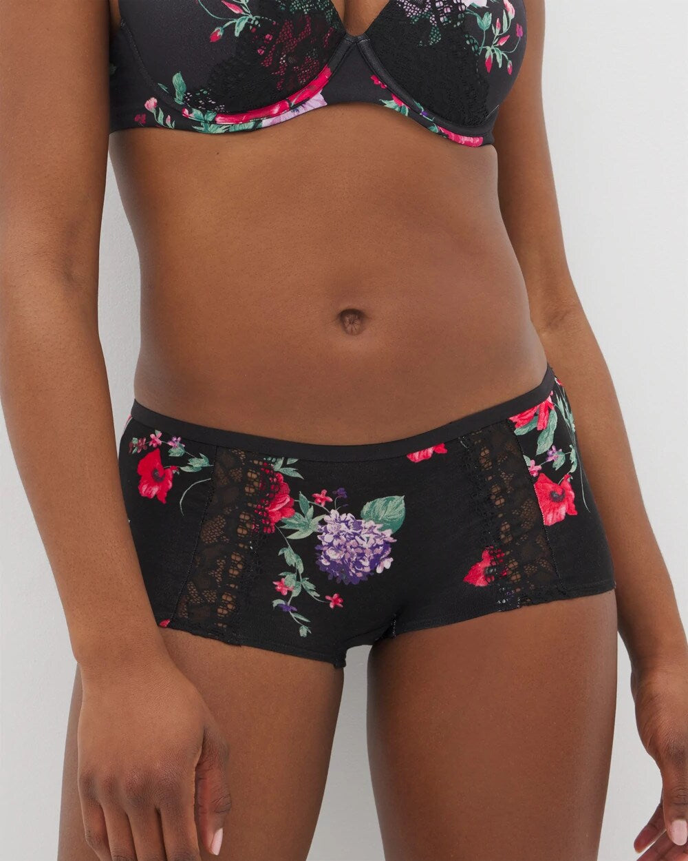 Boyshort Panty with Enchanting Lace - RHAPSODY FLORA MINI BLACK | Soma Online