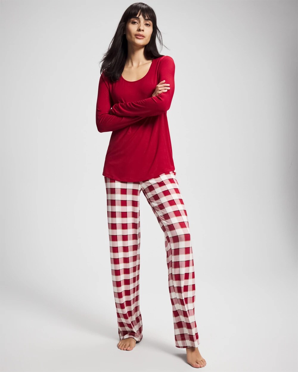 Packaged Long-Sleeve Pant Pajama Set - DREAMSCAPE PLAID CHAMP | Soma on sale