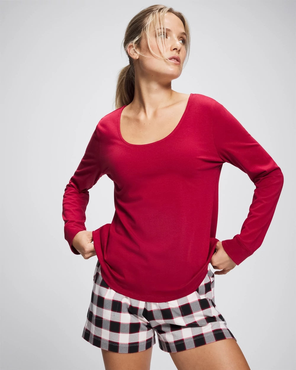 Long Sleeve Pajama Top - PAINT THE TOWN RED | Soma near me