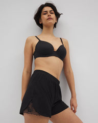 Lace Trim Pajama Shorts - BLACK | Soma outlet