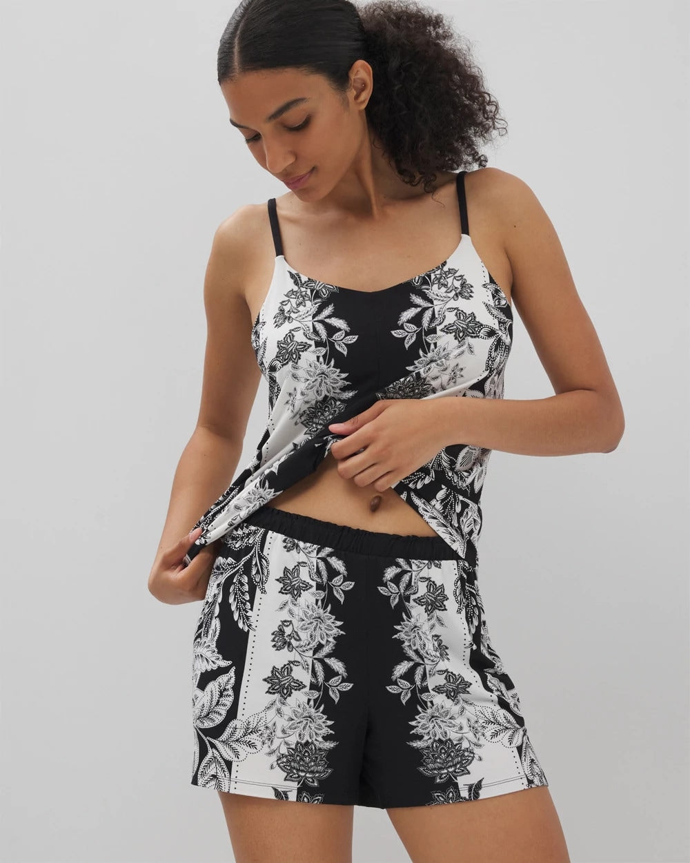 Pajama Shorts - STAMPED FLORAL SCARF BLK | Soma on sale