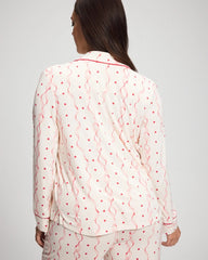 Cool Nights Long Sleeve Notch Collar with Piped Placket Pajama Top - COQUETTE VALENTINE CHAMP | Soma sale