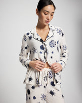 Cool Nights Long Sleeve Notch Collar with Piped Placket Pajama Top - CELESTIAL CHARMS CHAMP | Soma Online