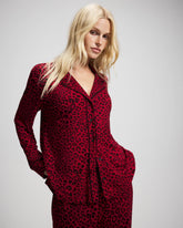 Cool Nights Long Sleeve Notch Collar with Piped Placket Pajama Top - FELINE PAINT THE TOWN RED | Soma near me