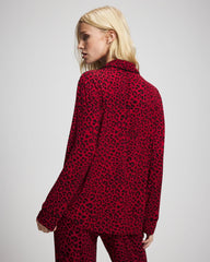 Cool Nights Long Sleeve Notch Collar with Piped Placket Pajama Top - FELINE PAINT THE TOWN RED | Soma near me