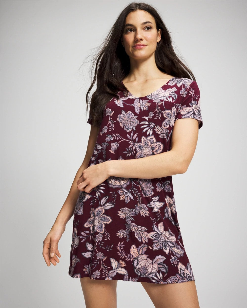 Short Sleeve Sleepshirt - PAISLEY SPLENDOR PLUM | Soma outlet