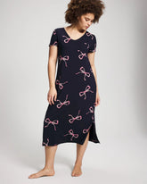 Short Sleeve Long Sleepshirt - BELOVED BOWS GRAND NAVY | Soma discount