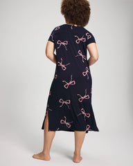 Short Sleeve Long Sleepshirt - BELOVED BOWS GRAND NAVY | Soma discount