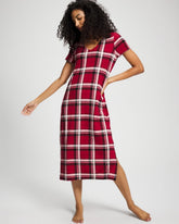 Short Sleeve Long Sleepshirt - PERFECT PLAID RED | Soma near me