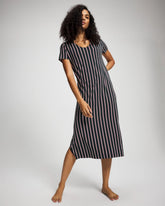 Short Sleeve Long Sleepshirt - MIDNIGHT STRIPE GREEN JOL | Soma for sale