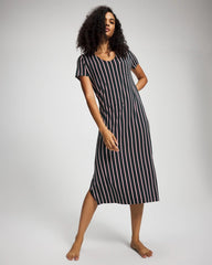Short Sleeve Long Sleepshirt - MIDNIGHT STRIPE GREEN JOL | Soma for sale