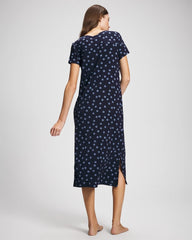 Short Sleeve Long Sleepshirt - MOVEMENT DOT NAVY | Soma on sale