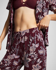 Piped Crop Pajama Pants - PAISLEY SPLENDOR PLUM | Soma on sale