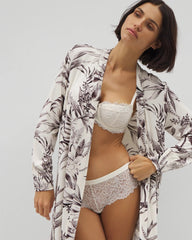 Long-Sleeve Short Robe - PALM PERFECT CHAMPAGNE | Soma outlet