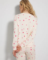 Long-Sleeve V-Neck Pajama Top - FLOATING HEARTS CHAMPAGNE | Soma sale