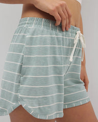 Curved Hem Pajama Shorts - MINDFUL STRIPE HTHR JADE | Soma discount