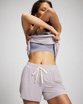 Curved Hem Pajama Shorts - NIGHTCAP STRIPE LILAC ASH | Soma outlet